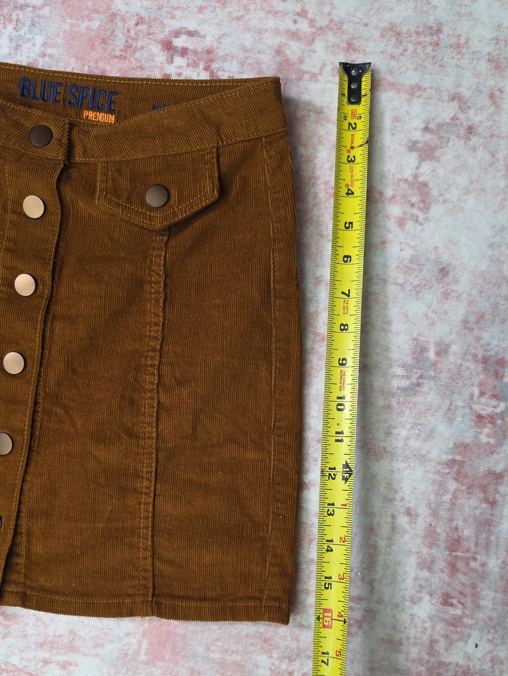 Blue Spice Rust Brown Corduroy Button-Front Mini Skirt - Picture 2 of 6